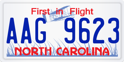 NC license plate AAG9623