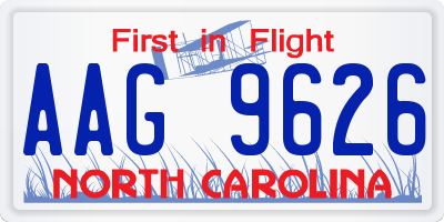 NC license plate AAG9626