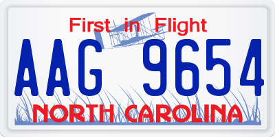 NC license plate AAG9654
