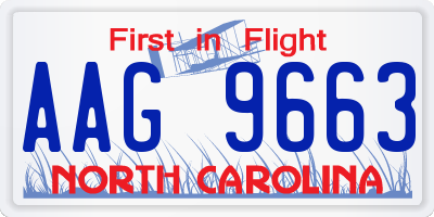NC license plate AAG9663