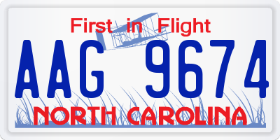 NC license plate AAG9674