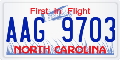 NC license plate AAG9703