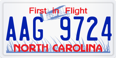 NC license plate AAG9724