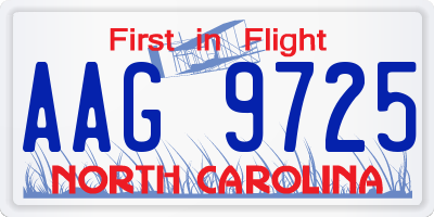 NC license plate AAG9725