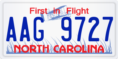 NC license plate AAG9727