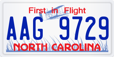 NC license plate AAG9729