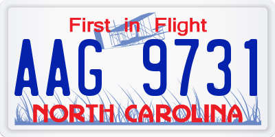 NC license plate AAG9731