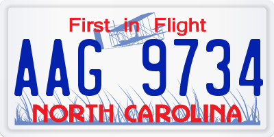 NC license plate AAG9734
