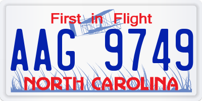 NC license plate AAG9749