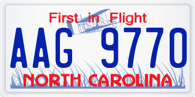 NC license plate AAG9770