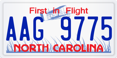 NC license plate AAG9775