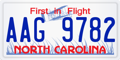 NC license plate AAG9782