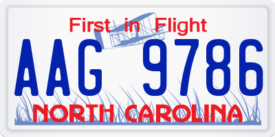 NC license plate AAG9786