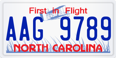 NC license plate AAG9789