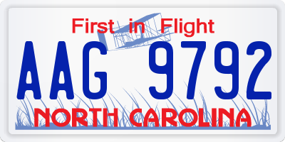NC license plate AAG9792