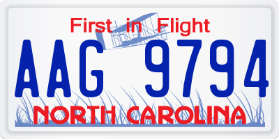 NC license plate AAG9794