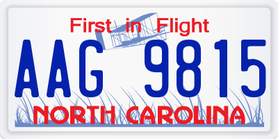 NC license plate AAG9815