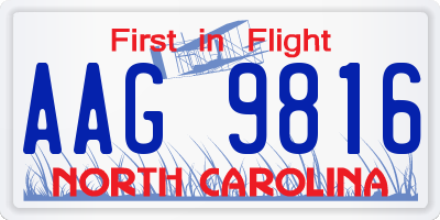 NC license plate AAG9816