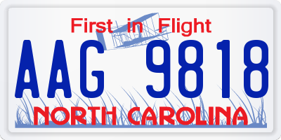NC license plate AAG9818