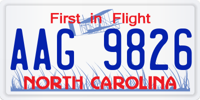 NC license plate AAG9826