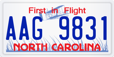 NC license plate AAG9831