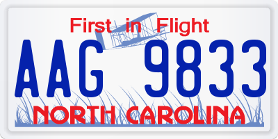 NC license plate AAG9833