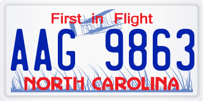 NC license plate AAG9863