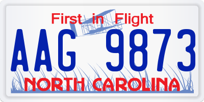 NC license plate AAG9873