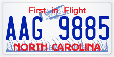 NC license plate AAG9885