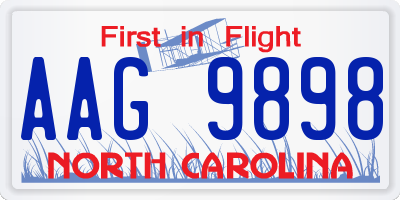 NC license plate AAG9898