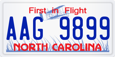 NC license plate AAG9899