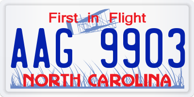 NC license plate AAG9903