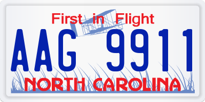 NC license plate AAG9911