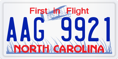 NC license plate AAG9921