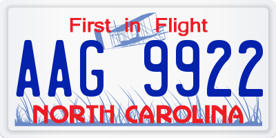 NC license plate AAG9922