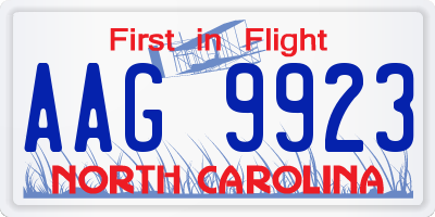 NC license plate AAG9923