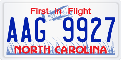 NC license plate AAG9927