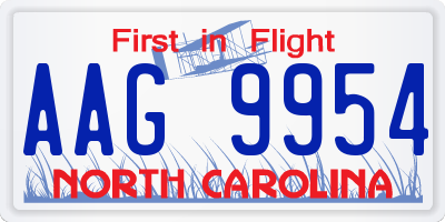 NC license plate AAG9954