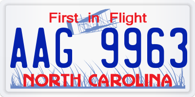 NC license plate AAG9963
