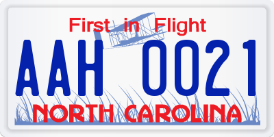 NC license plate AAH0021