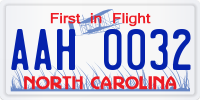 NC license plate AAH0032