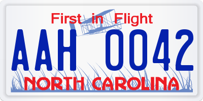 NC license plate AAH0042
