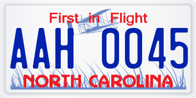 NC license plate AAH0045