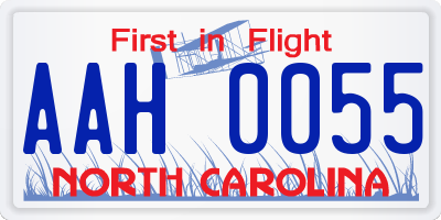 NC license plate AAH0055