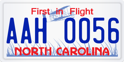 NC license plate AAH0056