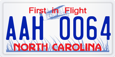 NC license plate AAH0064
