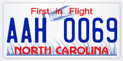 NC license plate AAH0069
