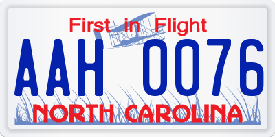 NC license plate AAH0076