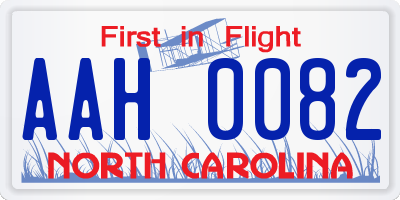 NC license plate AAH0082
