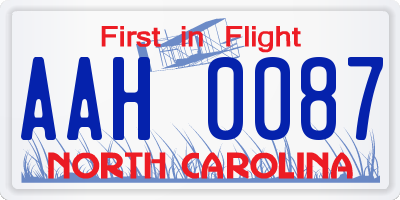 NC license plate AAH0087